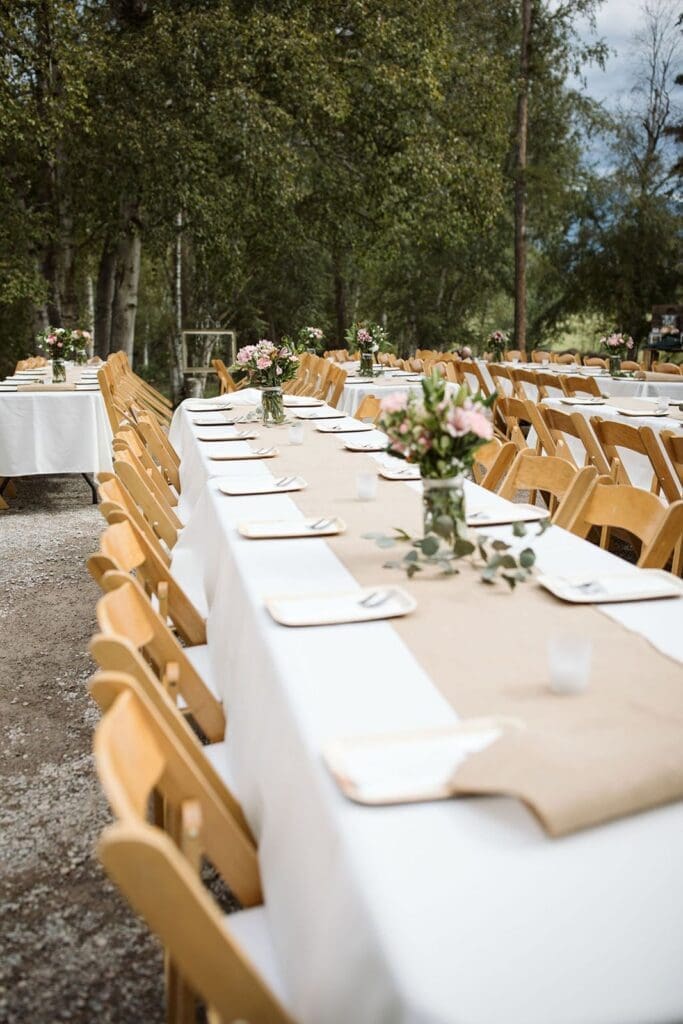 rustic decor at Bigfork wedding. 