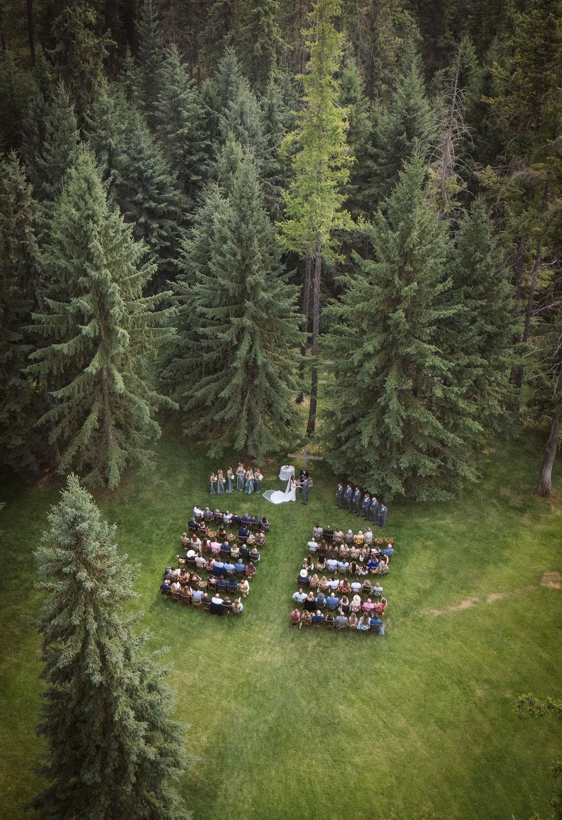 arial view of ceremony site at the venue at Montana 45. 