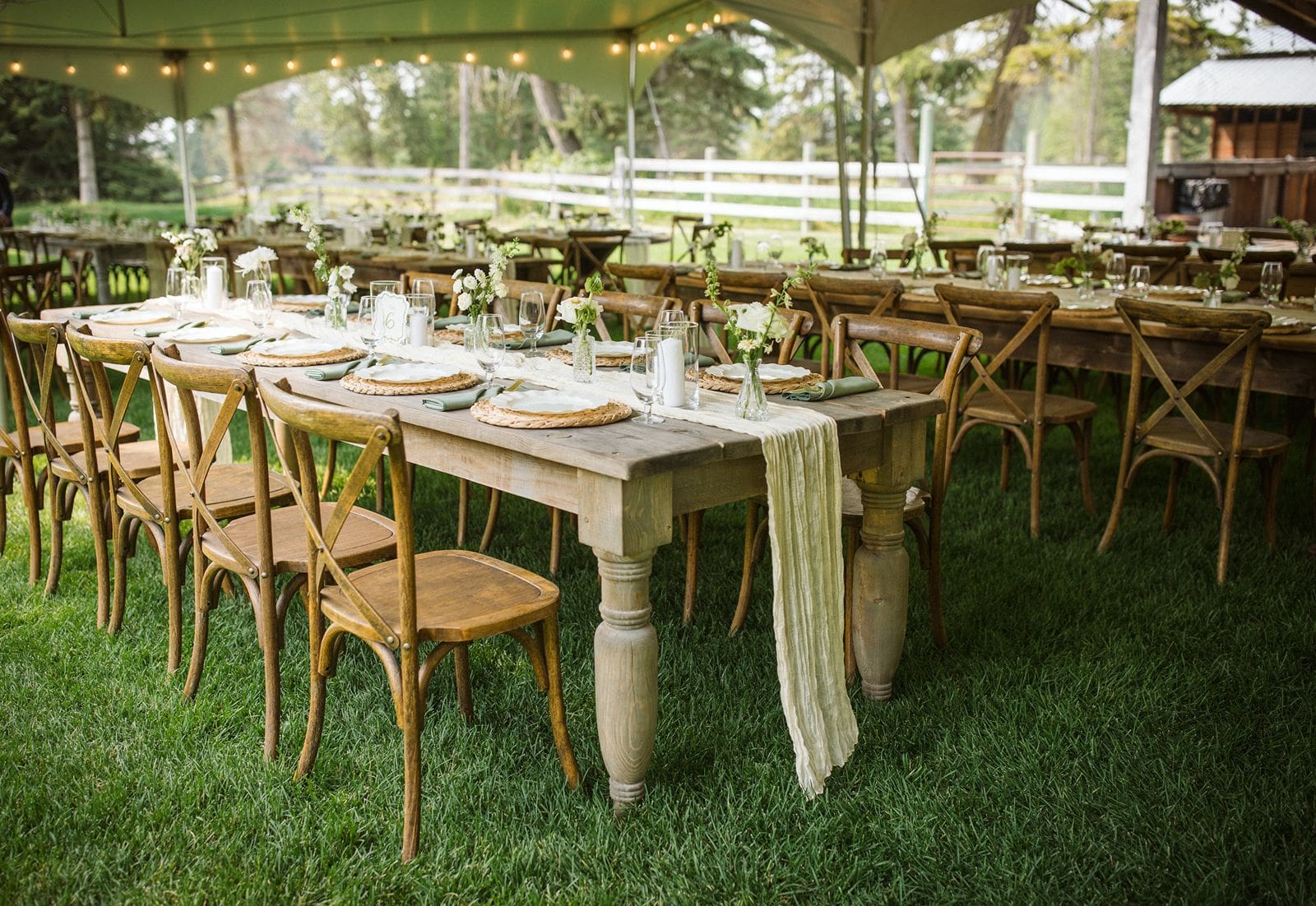 reception tent details at the Venue at Montana 45