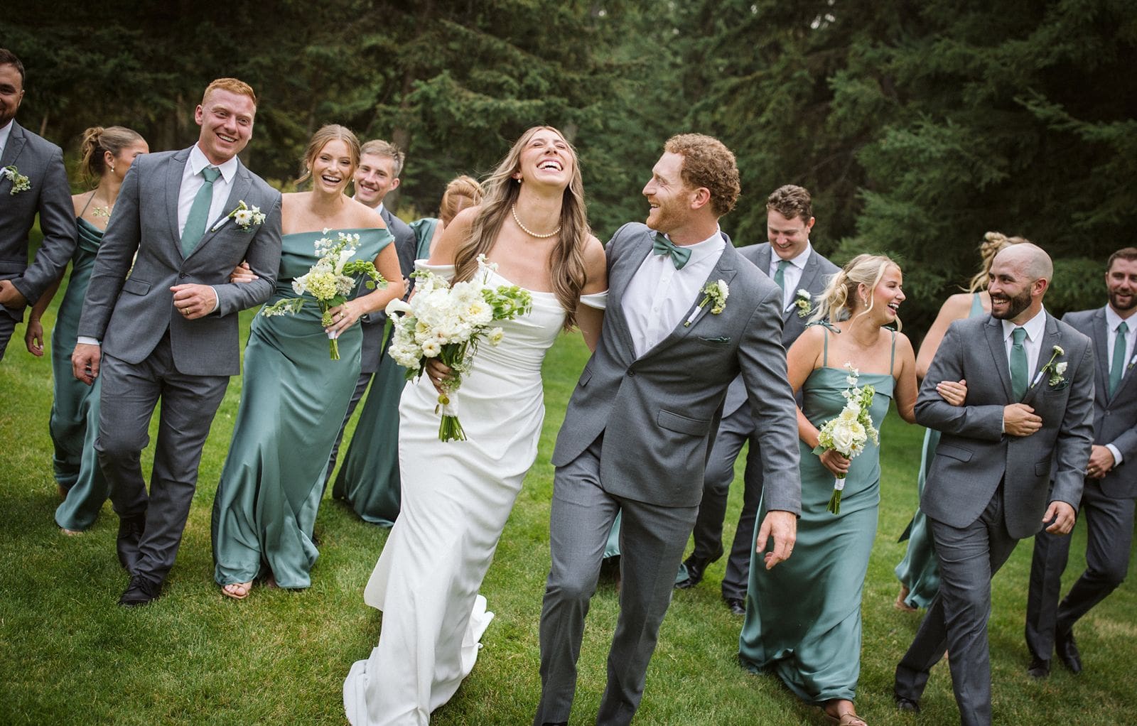 Bridal party photos at venue at Montana 45. 